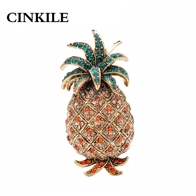 

CINKILE New Vintage Rhinestone fruit Brooches For Women Pineapple Brooch Pins Autumn Winter Coat Accessories Party Jewelry