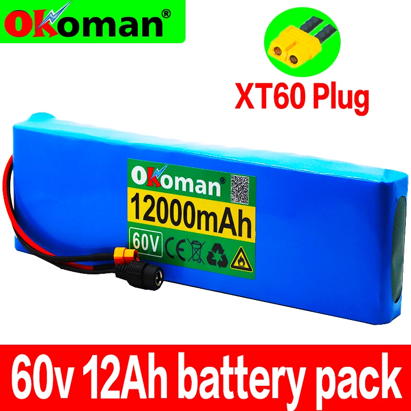 60V 16S2P 12Ah 18650 Li-ion Battery Pack 67.2V 12000mAh Ebike Electric bicycle Scooter with BMS 1000Watt xt60 plug | Электроника