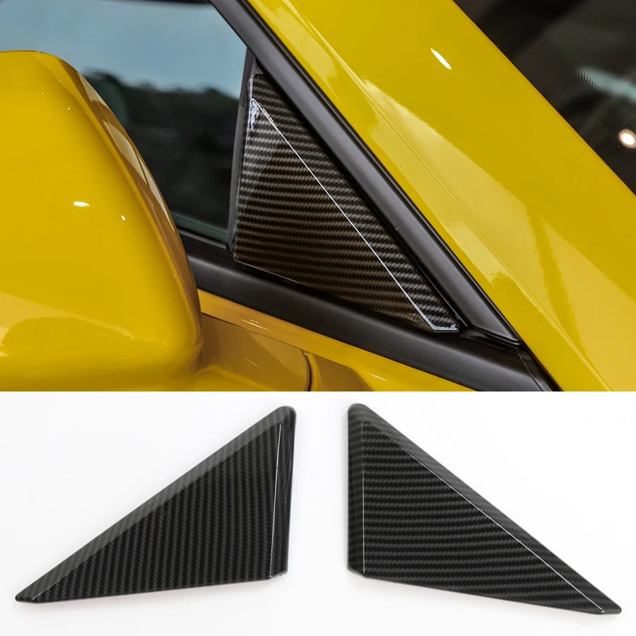 

NHAUTP 2Pcs/set ABS Car Sticker For Chevrolet Camaro 2017-2019 Window Front Triangulation Trim Carbon Fiber Grain