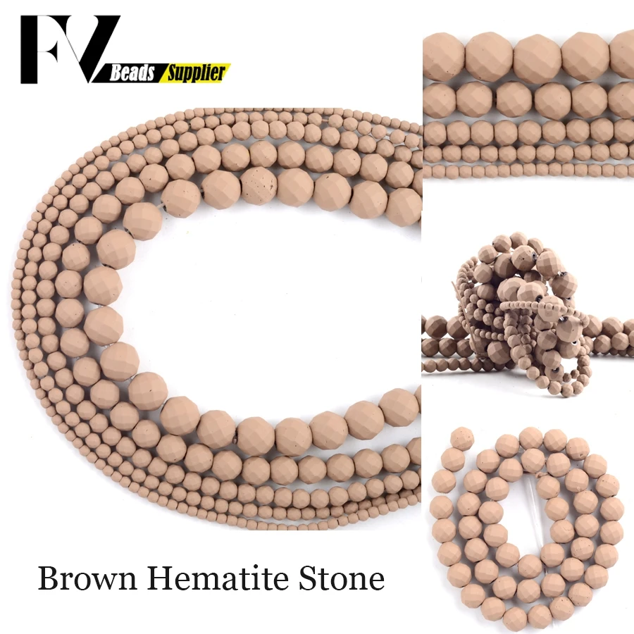 

Faceted Brown Natural Rubber Hematite Stone Beads Round Loose Spacer Beads For Jewelry Making Diy Bracelet Charm 4 6 8 10mm 15â€
