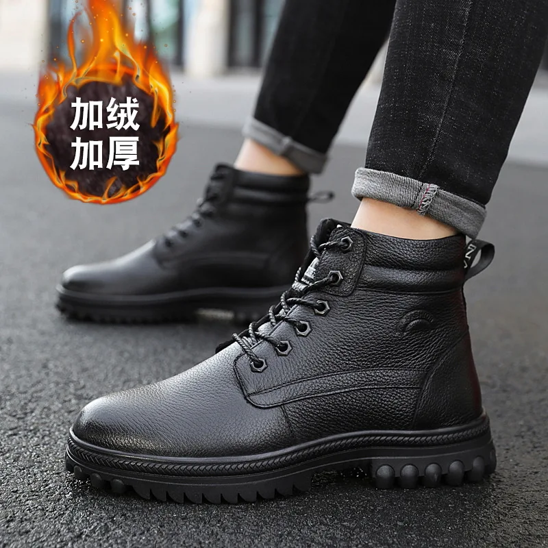 

2019 Autumn And Winter New Style Preserving Well plus Velvet Cotton Genuine Leather Men Martin Boots Warm. Anti-slip. Breathable