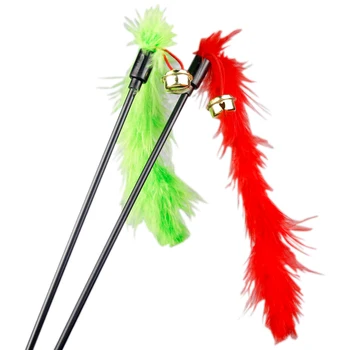 

Cat Feathers Interactive Toys with Bells Funny Cat Stick Toys Random Color Attracting Kitten Big Cats Eyes Hot sale