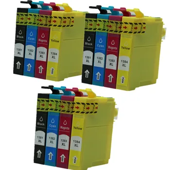 

12PK With Chip Ink Cartridges T1381 T1382 T1383 T1384 Compatible For Epson Workforce 60 320 325 525 625 630 633 840 Cartridge