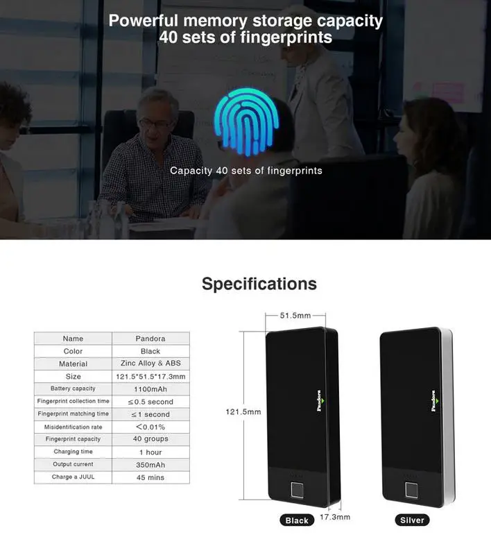 EastVita 1100mAh power Bank переносной отпечаток замка зарядки чехол совместимый для J UUL Зарядка для электронной сигареты 828