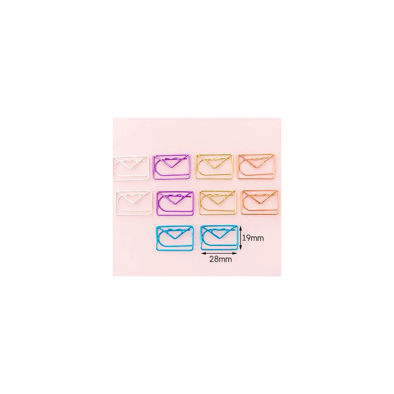 Envelope 10 упаковок/лот полый набор скрепок для бумаги милый зажим для бумаги канцелярский держатель для бумаги офисные зажимы книжные школьные принадлежности - Цвет: Envelope