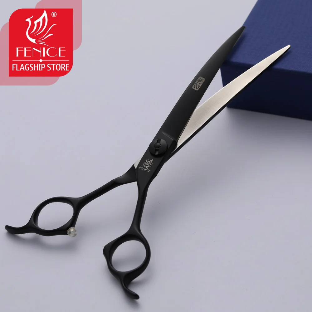 

Fenice 7.0 inch Black Curved Professional Grooming Scissors Dog Hair Cutting Shear JP440C Pet Dog Supplies