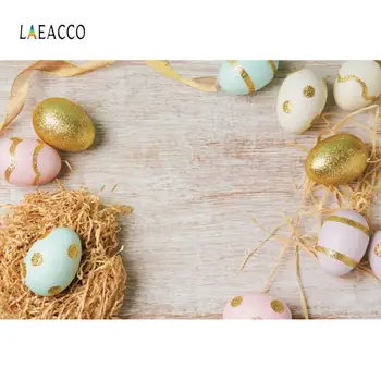 

Laeacco Happy Easter Communication Party Comic Wooden Eggs Backgrounds Photography Customize Backdrops Props For Photo Studio