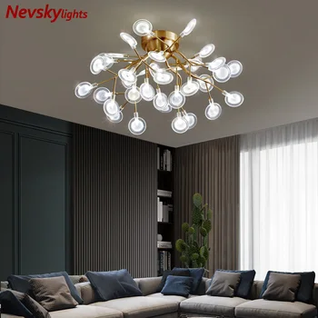 

Modern Led chandelier Lighting living brass Nordic branches lights dining designer Industrial Firefly glass simple chandelier