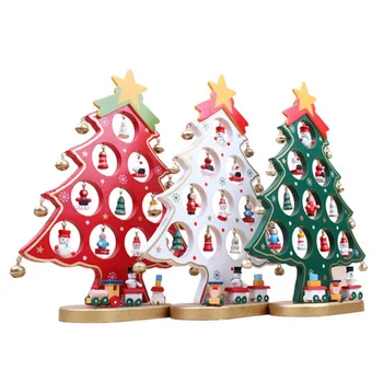 

1pc DIY Cartoon Wooden Artificial Christmas Tree Decorations Ornaments Wood Mini Christmas Trees Gift Ornament Table Decoration