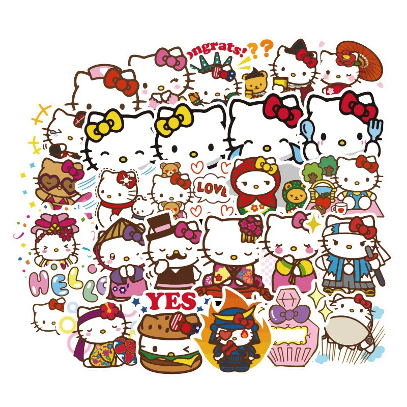 100 шт. наклейки с рисунком Hello Kitty TOMY для скейтборда мотоцикла багажа ноутбука
