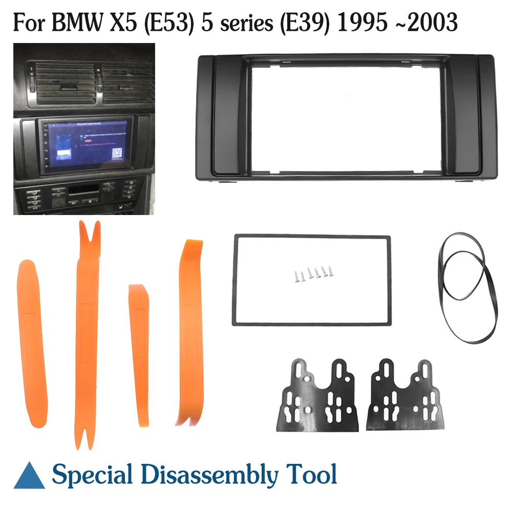 5 Double 2 DIN Radio Fascia for BMW X5 E53 E39 Stereo Facia Frame Panel Dash Mount Kit Adapter Trim Bezel 178x102mm