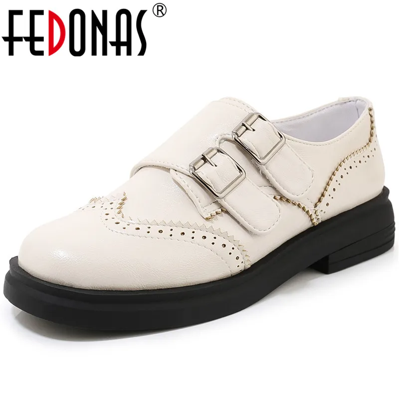

FEDONAS Women Platforms Shoes Casual Basic Shoes Spring Autumn New Arrival Concise Round Toe Shallow Buckle Lace Shoes Woman