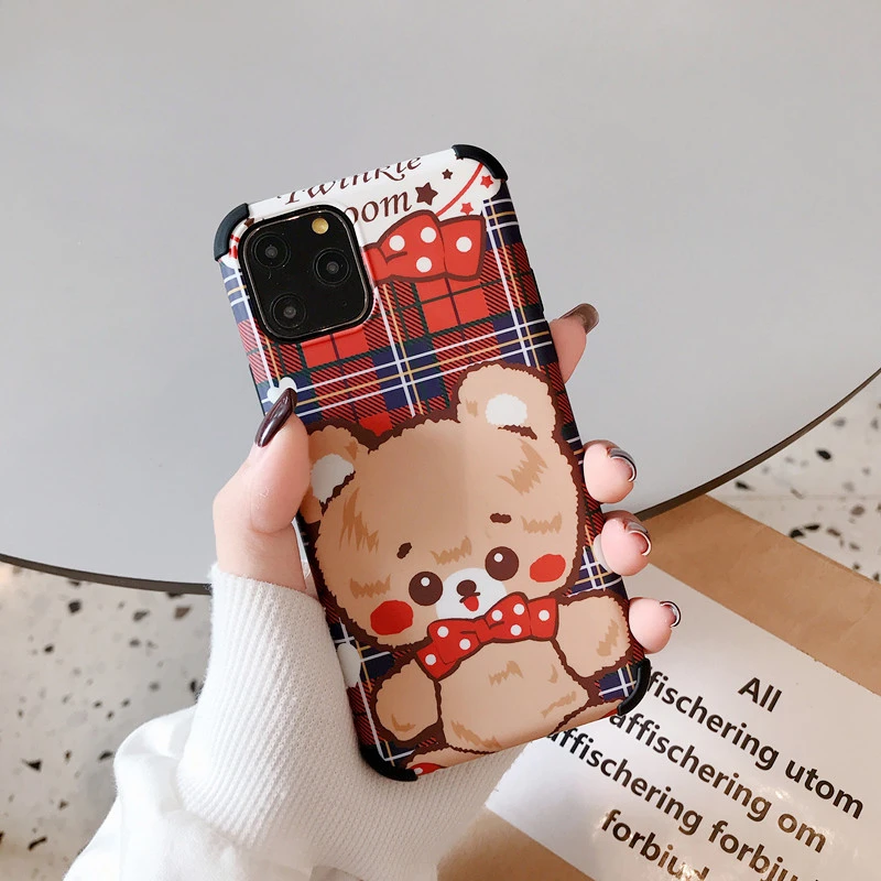 Британский ветер Рождество Медведь Анти-осень чехол для телефона для iphone 11promax XS Max X XR 8 7 6 Plus задняя крышка мягкий IMD чехол для телефона s