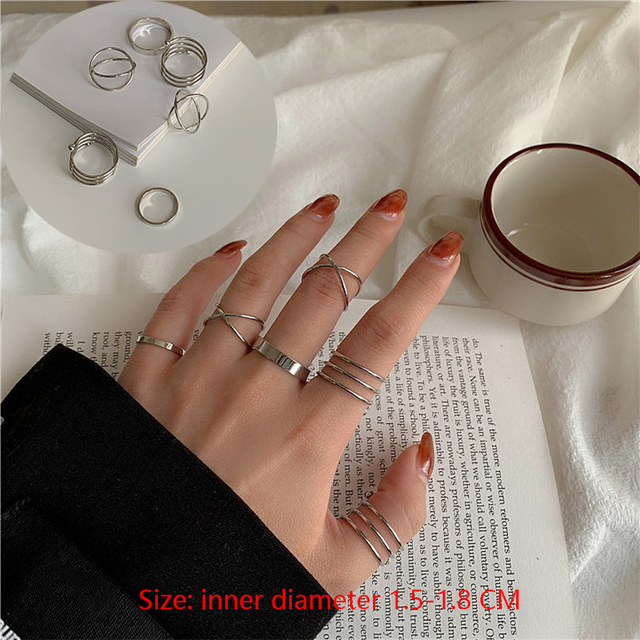 Punk Finger Rings 3pcs/set Minimalist Smooth Gold/Black Geometric Metal Rings for Women Girls Party Jewelry bijoux femme