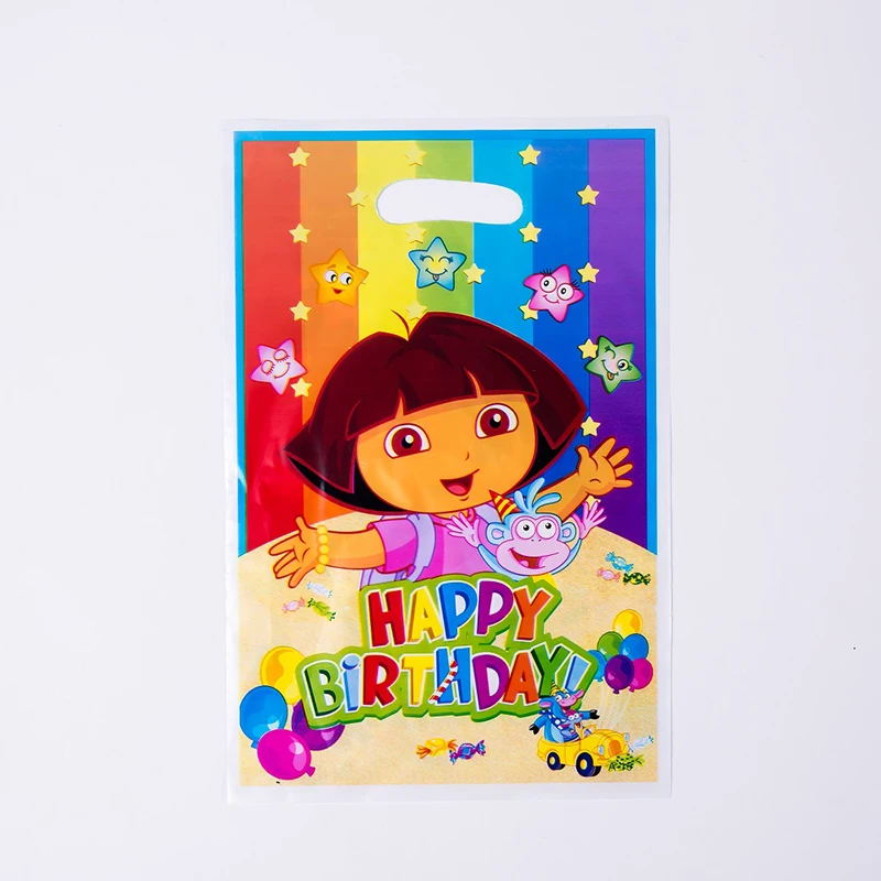 Dora Birthday Party Decoration Kids Girl Balloon Straw Napkin Cup Plate Disposable Tableware Set Balloon Birthday Party Supplies 