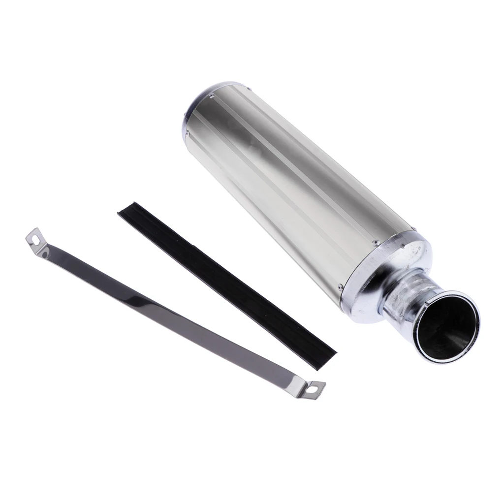 Motorcycle Exhaust Pipe Muffler Silencer Cruiser Chopper Cafe Racer Silver