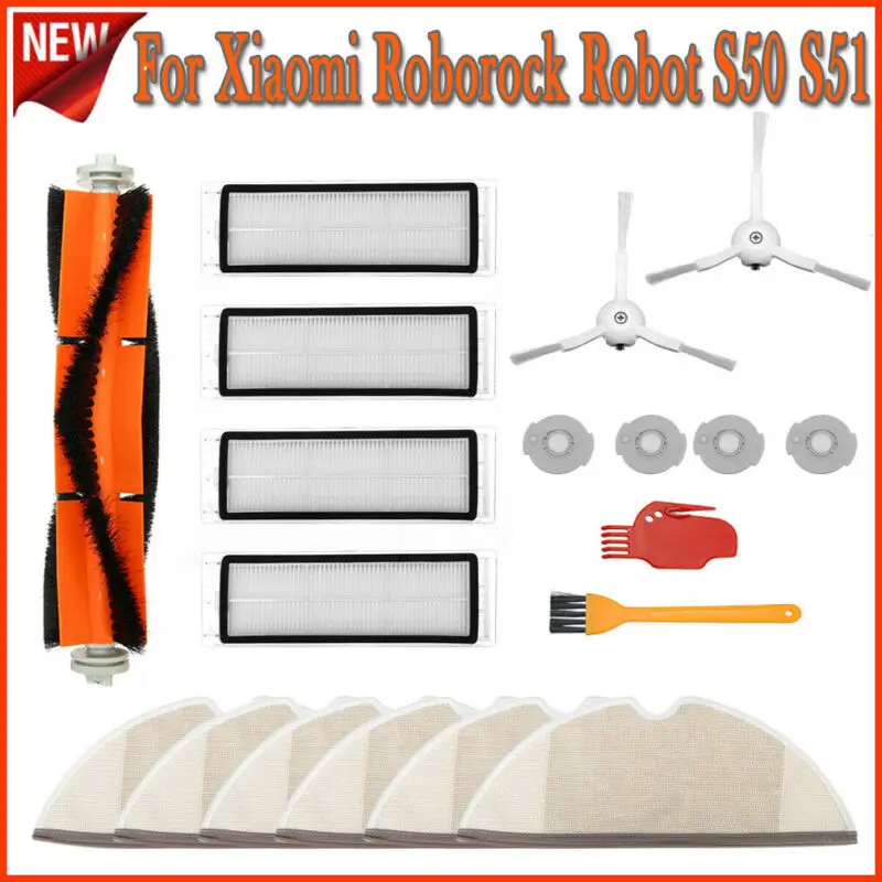 

Mop Cloths Wet Mopping filter Side Brush Roll Brush Suitable for Xiaomi Roborock Robot S50 S51 Vacuum Cleaner Spare Parts Kits