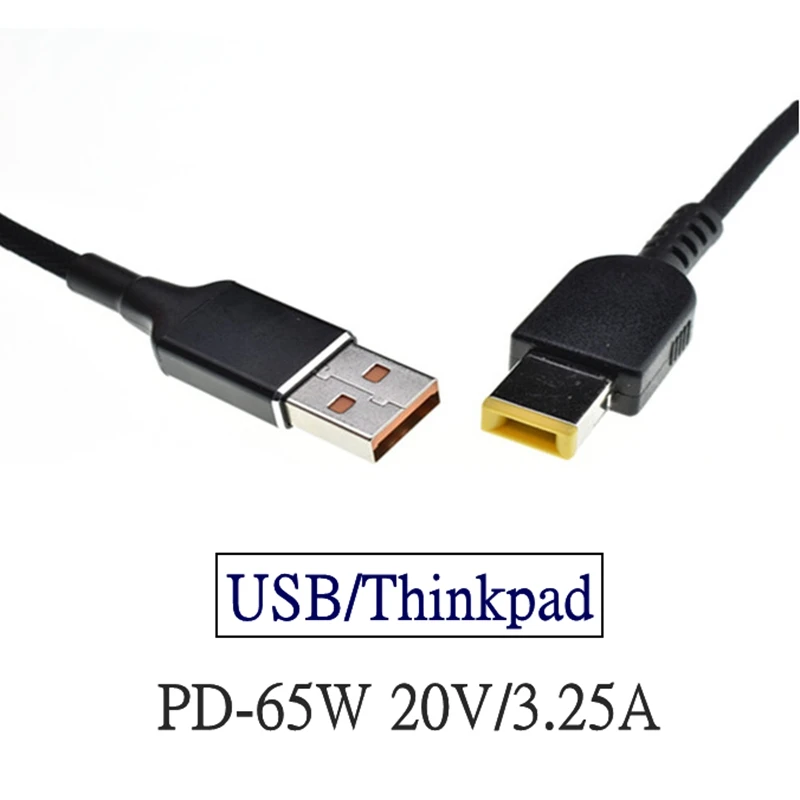 1.8M 65W Usb Pd Maschio A Quadrato Sottile Punta Alimentatore Per Laptop Per-Lenovo Thinkpad E440 E450 E550 E560 T430 T440S Cavo