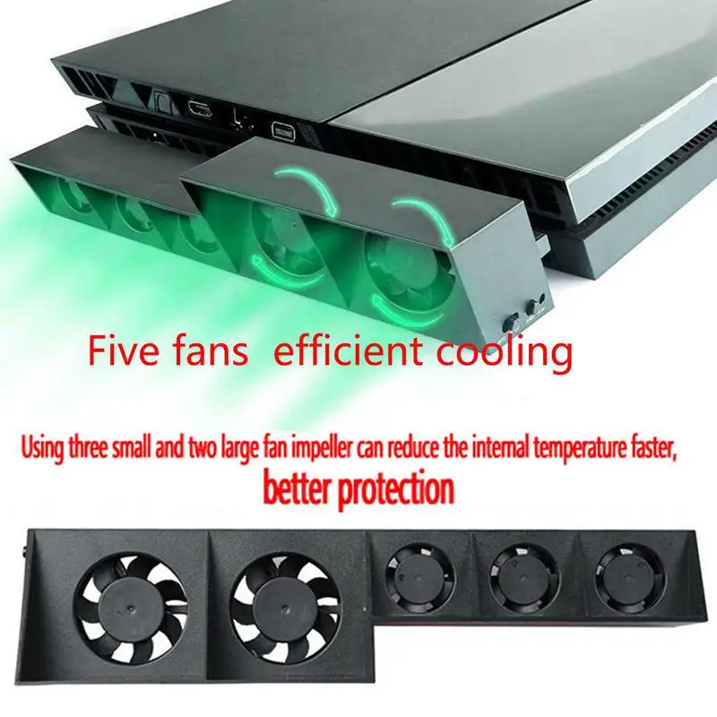 

Cooling Fan For PS4 Console Cooler For PS4 USB External 5-Fan Super Turbo Temperature Control For Playstation 4