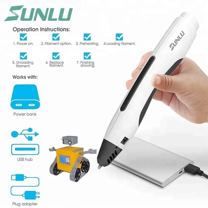 3D Pen For Children Dooling DIY Gift Portable PLA Filament Printing Pens Best Kids & Adult With USB Date Cable | Компьютеры и офис