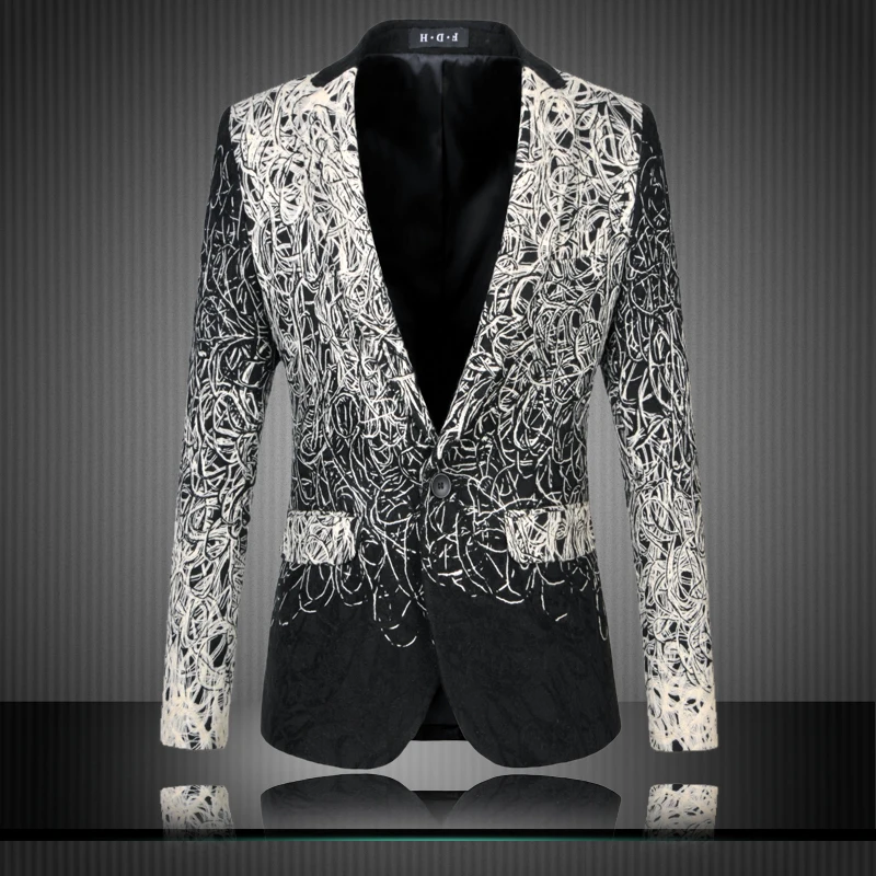 

Mens Floral Blazers Designs Trendy Suits Club Vintage Slim Fit Flower Print Blazers Fancy Prom Dress Suits Terno Masculino