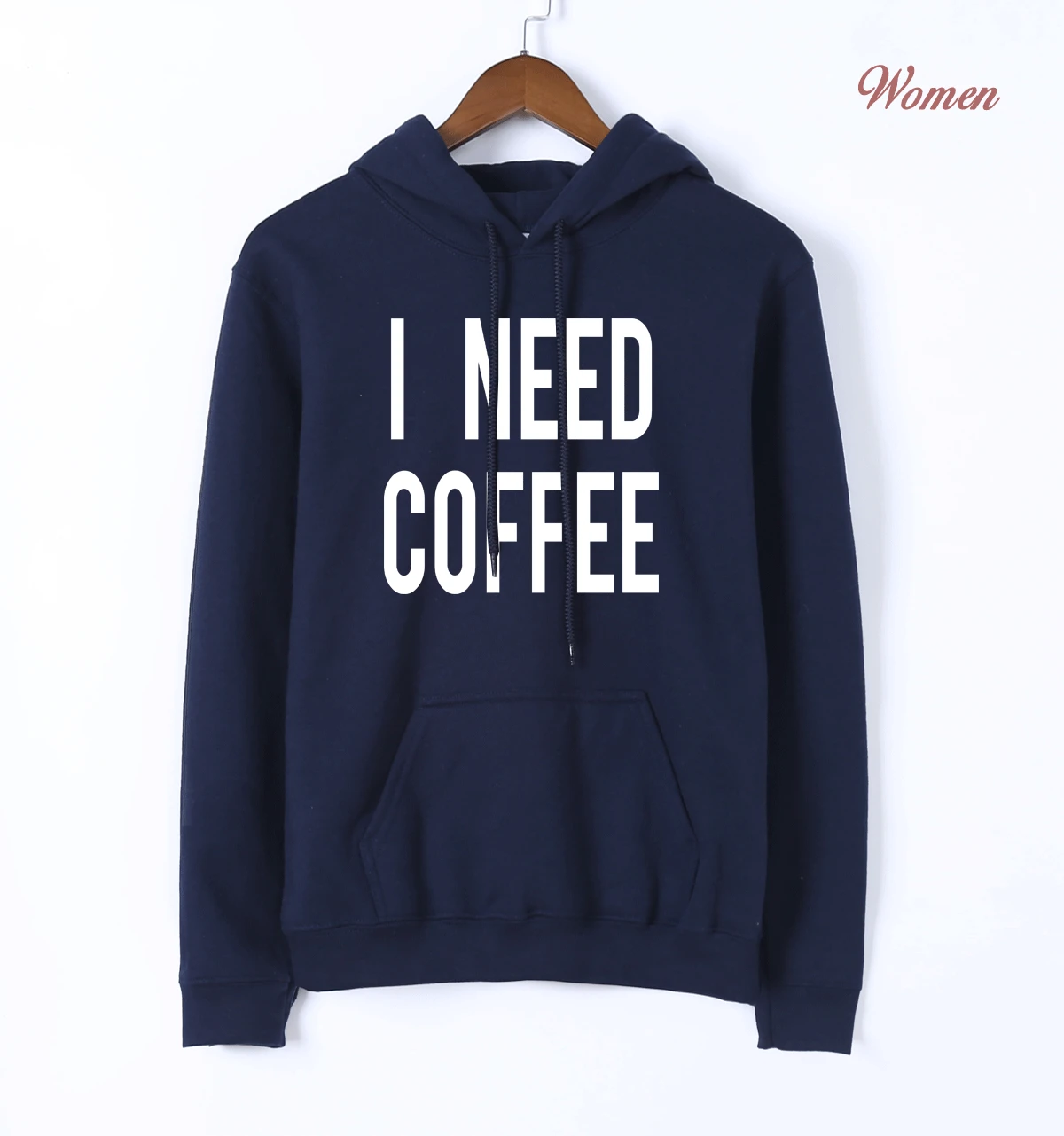 Забавная Женская толстовка с надписью «I Need coffee», Новое поступление, весенне-осенние толстовки с капюшоном, женская серая толстовка - Цвет: dark blue