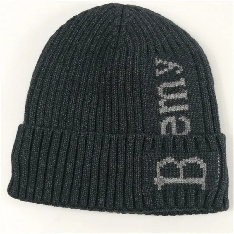 Вязаные Утепленные зимние шапки для женщин и мужчин Skuiless Beanies модные шерстяные Повседневные шапки унисекс с буквенным принтом Docker Прямая поставка - Цвет: Blue
