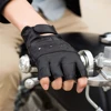 Gants en cuir de mouton authentiques pour hommes, Luvas, de haute qualité, antidérapants, antidérapants, à moitié doigts, gants de moto ► Photo 3/6