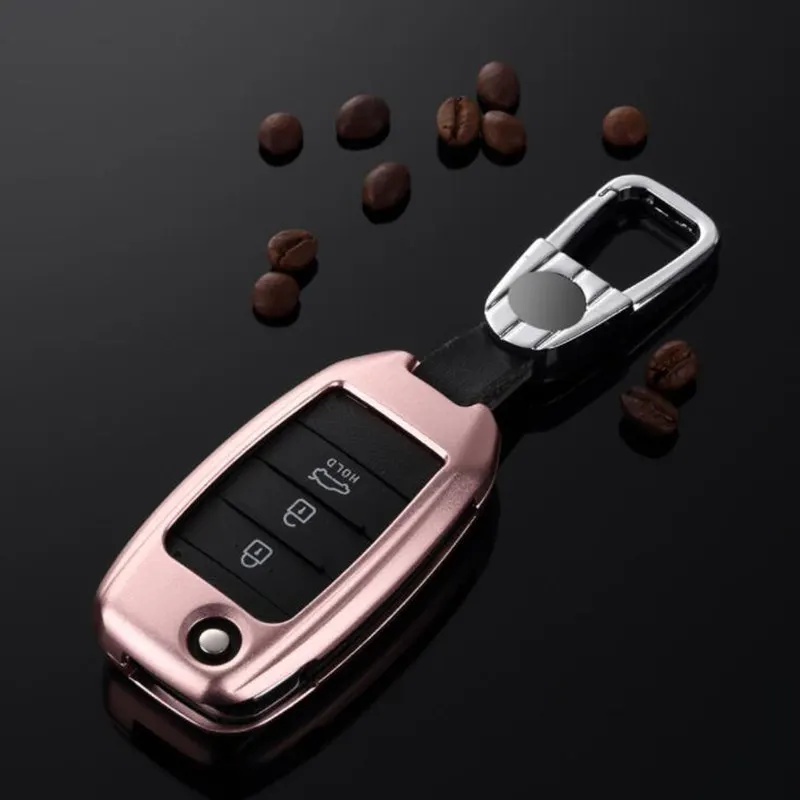 3/4 кнопки дистанционного флип складной ключ оболочки пустой чехол для KIA K2 K3 K5 Rio Sorento Carens Cerato Forte автомобильный брелок крышка - Название цвета: Rose gold