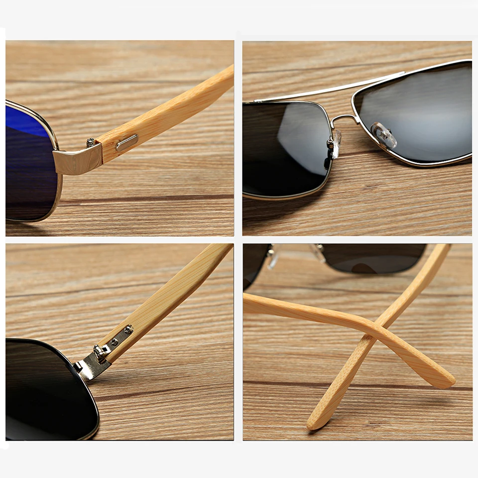 Квадратные Солнцезащитные очки унисекс из бамбукового дерева для мужчин и женщин с синими линзами, солнцезащитные очки с зеркальным покрытием UV400, спортивные очки для вождения