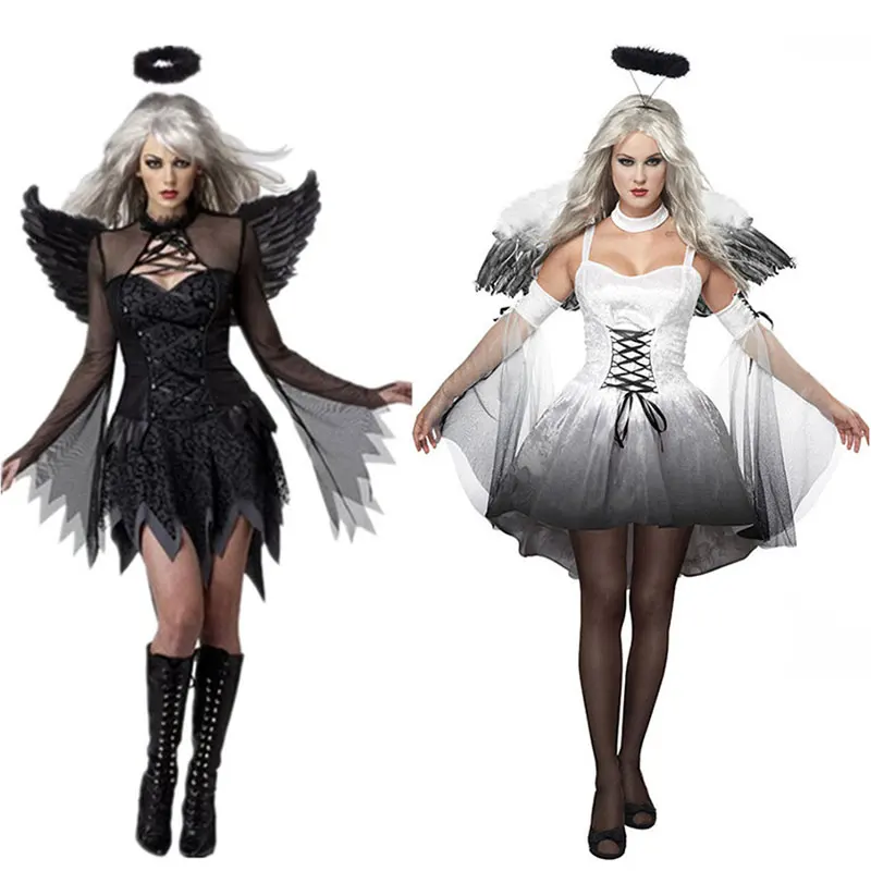 

COS Halloween Witch Costume Angel Cosplay Costume Devil Costume Witch Costume Angel Wing Goddess Dress Set Nightclub Party