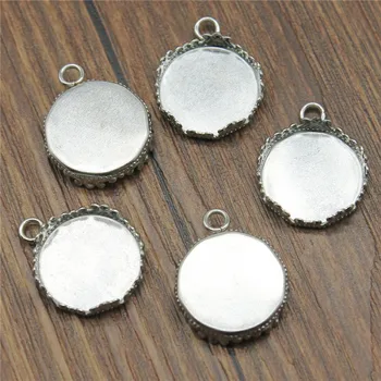 

40pcs Stainless Steel Crown Edge Base Setting Charms Pendant Connectors Fit 15mm 12mm Tray For DIY Jewelry Accessories