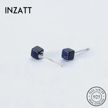 

INZATT Real 925 Sterling Silver Geometric Square Stud Earrings For Fashion Women Party Fine Jewelry ins Hot 2020 Accessories