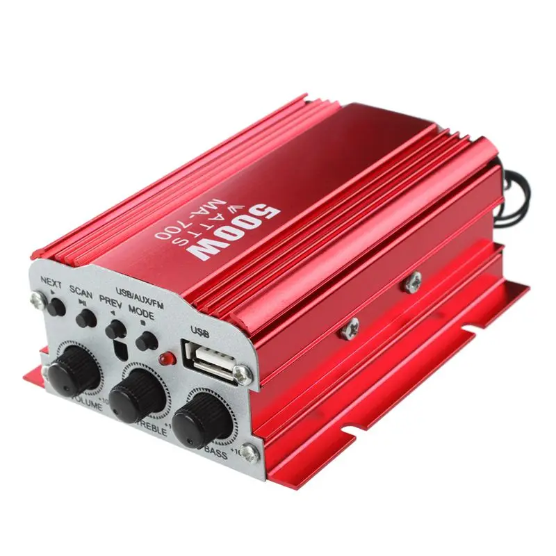 Amplifier Amp + Remote Speaker for 2-channel 500W Car Auto MOTO boat USB MP3 FM red | Электроника