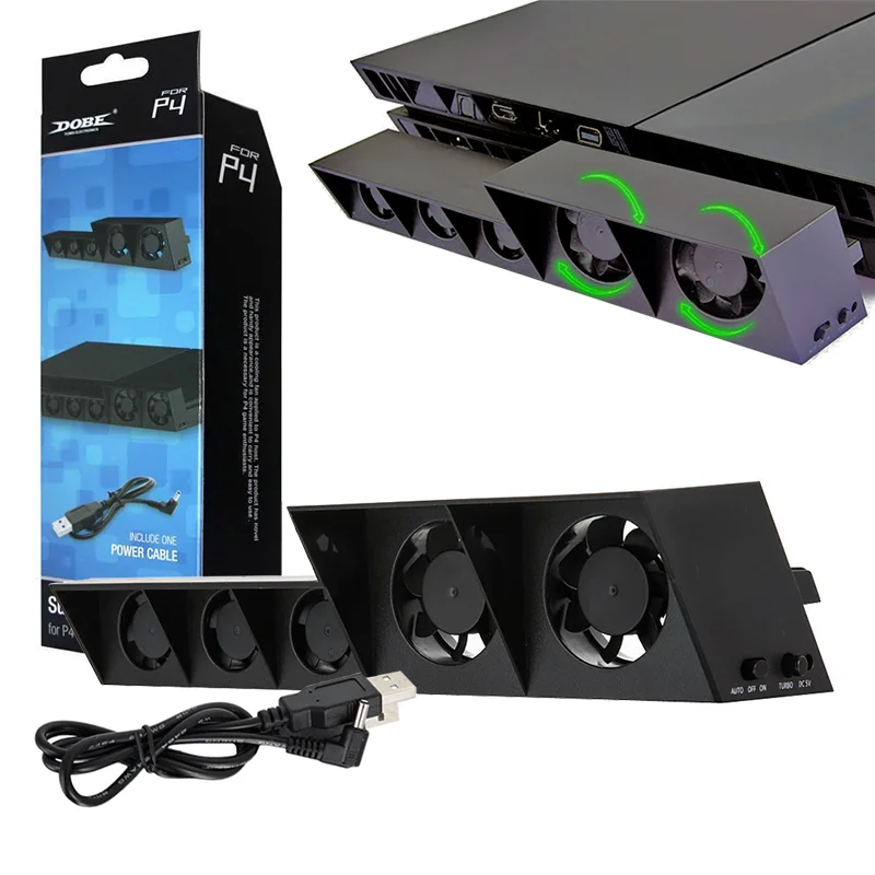 Ventilador Silencioso Horizontal Vertical Ps4 Ventiladores Controle de Temperatura Turbo Usb External Cooler para Playstation Console
