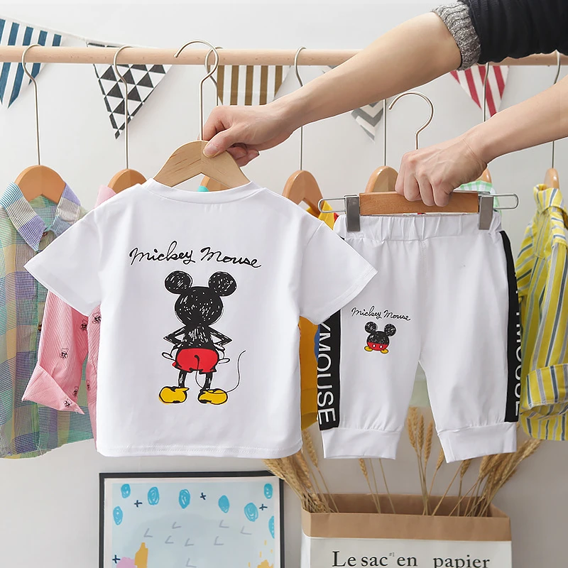 baby boy clothing sets Baby Girls Boys Summer Cartoon Mickey Mouse Sets Clothes Toddle Kids Cotton Short Sleeve T-Shirt+Pants Suits Children Clothing cute Clothing Sets