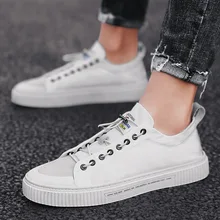 Мужская повседневная парусиновая обувь с эластичным ремешком; однотонная обувь для отдыха на плоской подошве; Вулканизированная обувь; летние воздухопроницаемые кроссовки для мальчиков с низким вырезом