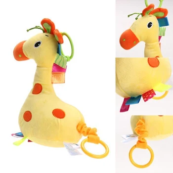 

Giraffe Plush Toy Comfort Towel Pull Ring Bed Hanging Plush Doll Hand Grasp Teether Hot Infant Music Toy Playmate Calm Doll Gift