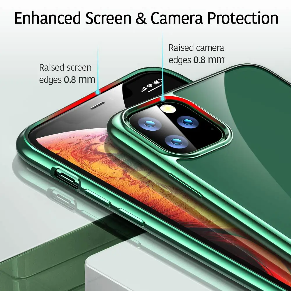 Чехол для Apple iPhone 11 Pro, тонкий прозрачный мягкий ТПУ, гибкий силиконовый чехол для iPhone 11 Pro 5,8 дюйма(), темно-зеленая рамка