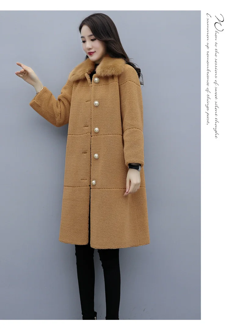 Ke li rong Composite materials Fur Middle Long Coat Autumn And Winter New Style Korean-style Loose-Fit Slimming WOMEN'S Ov