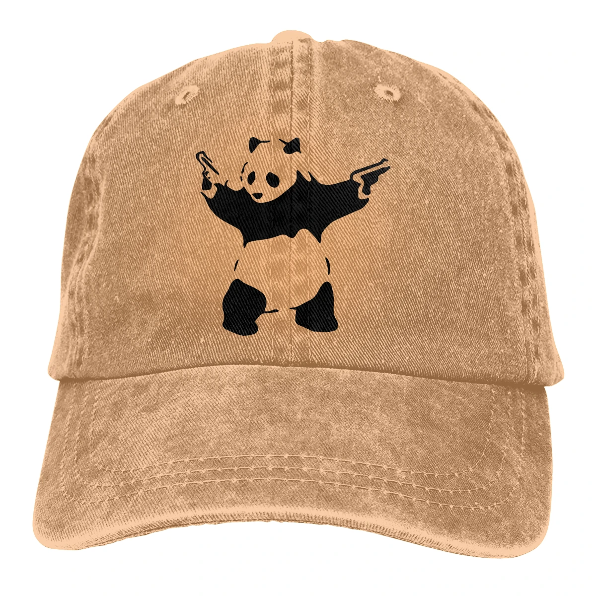 Panda Gun Casquette Natural Unisex Mens Womens Denim Strapback Baseball Cap Adjustable Golf Dad hat