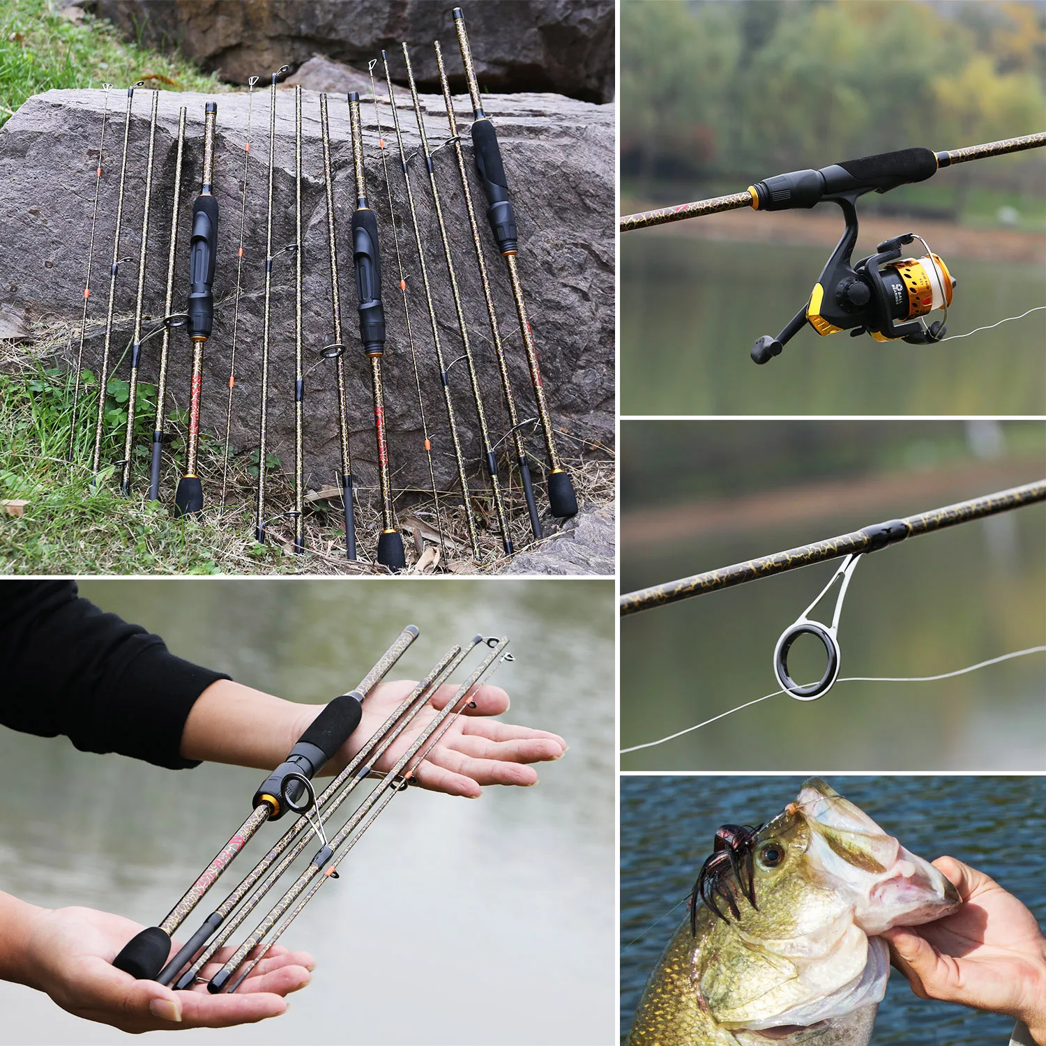 Sougayilang 5 Section Portable Fishing Rod1.8-2.4m Ultralight Carbon