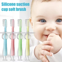 Симпатичная анти-chocking Мягкая силиконовая детская учебная зубная щетка с присоской для От 1 до 3 лет младенцев стоматологический инструмент для ухода за полостью рта