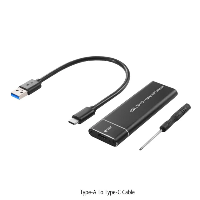 Black A to C cable 10 Гбит/с USB 3,1 Gen2 к M.2 NVME NGFF диск PCIe SSD корпус NVME M-Key к type C твердотельный накопитель адаптер чехол для NVMe m2 SSD 2280 - Цвет: Black A to C cable
