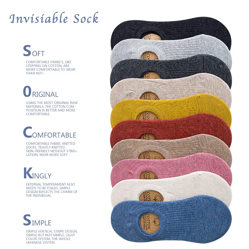 Японские чистые носки-невидимки из хлопка силиконовые противоскользящие женские носки яркие милые цветные легкие носки-лодочки для девочек подарок