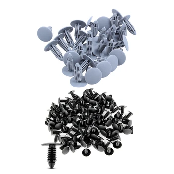 

30 Pieces Plastic Fastening Screws Gray Flange Fender Bumpers Clips & 100X Plastic Bumper Fastener Rivet Clips
