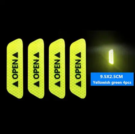 Car Door Stickers 4Pcs/set OPEN Auto Warning Mark Reflective Tape for Alfa Romeo Chevrolet Ford Focus 3 Fiesta Mondeo Kuga - Цвет: green