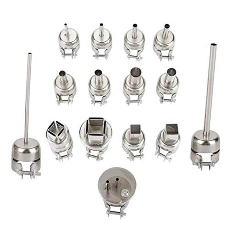 

15Pcs/Set 852 850 Nozzle Hot Air Stations Rework BGA Stainless Steel Nozzles for Soldering Stations