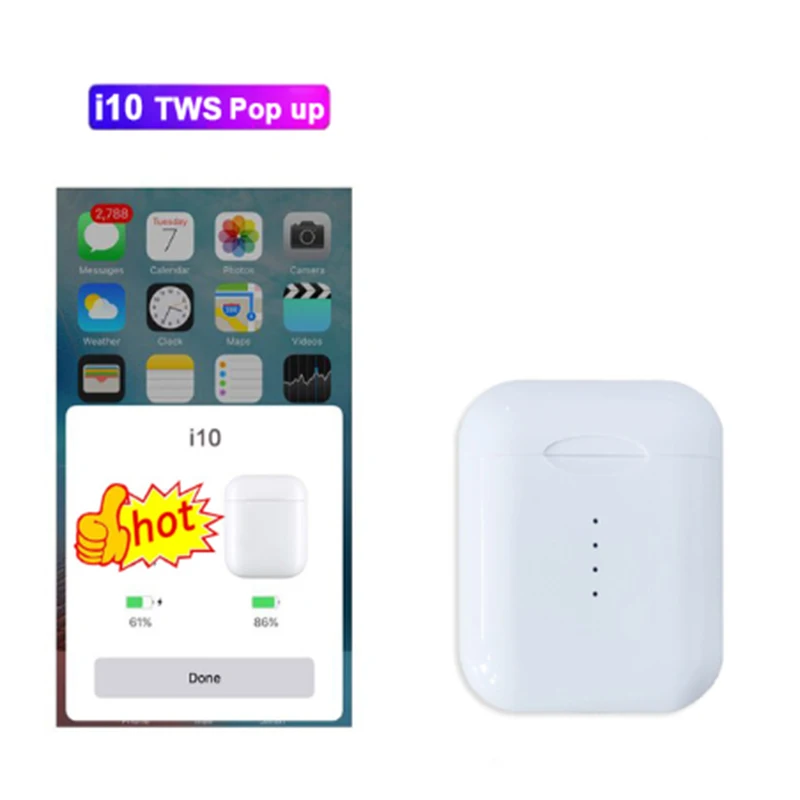 i10 with pop up I10 tws i10s tws Беспроводная зарядка Поддержка bluetooth наушники супер бас звук PK I100 I80 - Цвет: i10 with pop up