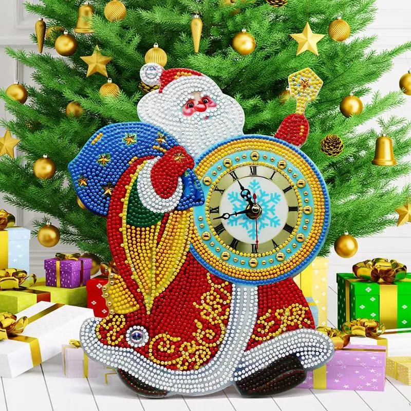 5D DIY Полный Дрель Алмаз особенной формы картина Санта-Клаус часы рождественские украшения для дома Новогодний продукт